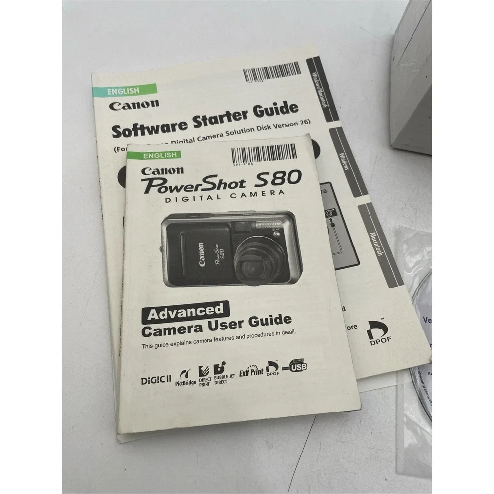 Canon PowerShot S80 8MP Digital Camera 3.5 Zoom+Battery+SD Card+Manuals